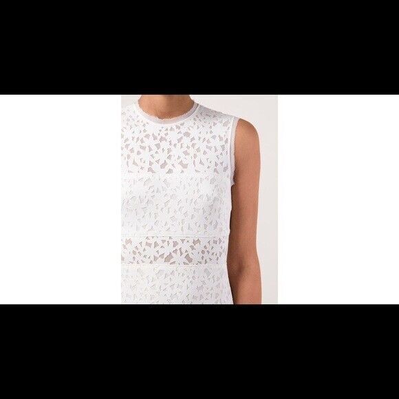 Elizabeth and James Levine Ivory Midi‎ Dress Laser Cut Bodycon Sheer Panel NEW 4 - Picture 14 of 15